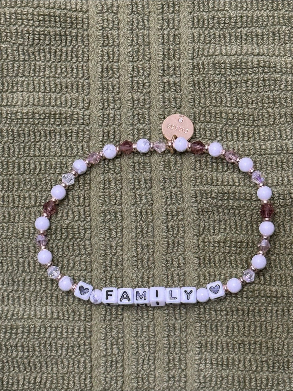 Little Words Project “Family” Beaded Bracelet in Purple & Pink